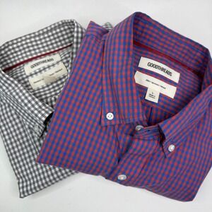 Goodthreads Mens L Gingham Short Sleeve Button Down Shirts Bundle Lot of 2